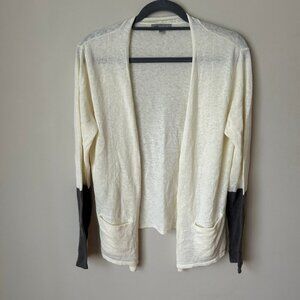 Horny Toad Linen Blend Cream Grey Open Front Cardigan Women’s Size Medium